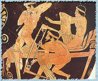 Zakynthos Greece, Zante Greece, Zakinthos Greece  >> A vase painting showing Odysseus slaying the suitors of penelope (5th century BC)